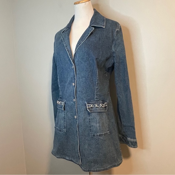 St. John Sport by Marie Denim Blazer Jacket L - Picture 2 of 8